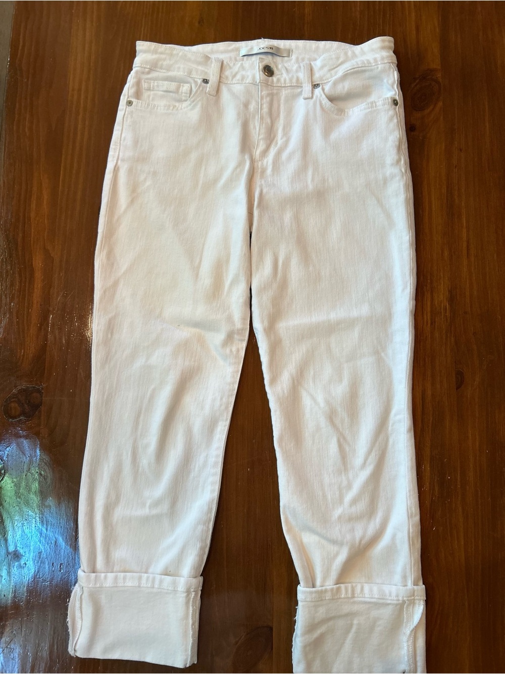 Joe’s White Boyfriend Jeans with Rolled Hems